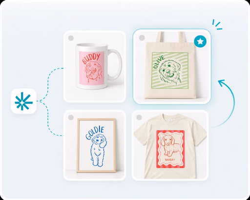 Multiple personalized products created from one design blueprint