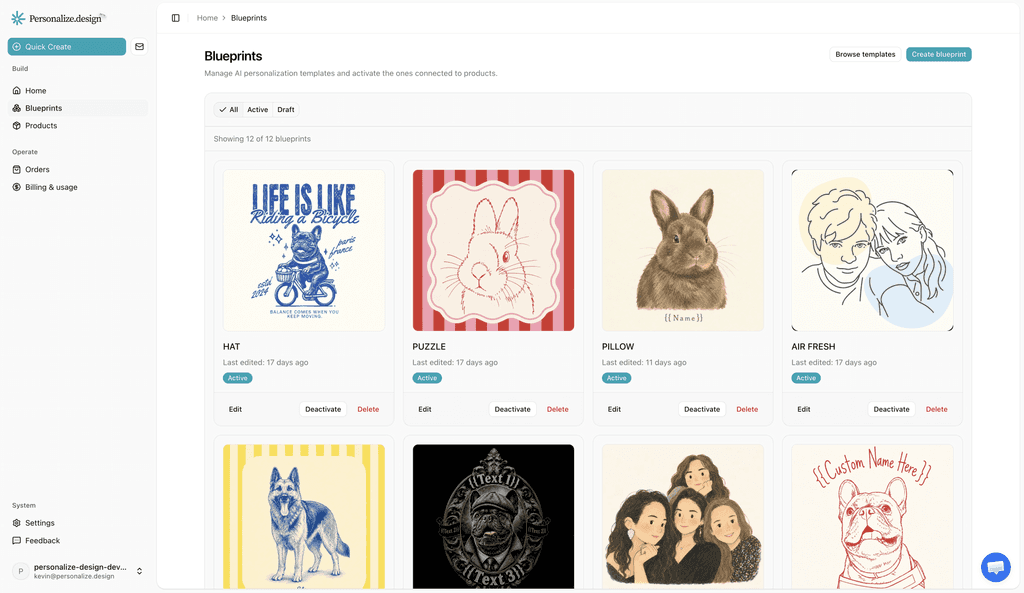 Creating a reusable personalization blueprint with prompts, reference images, and design rules