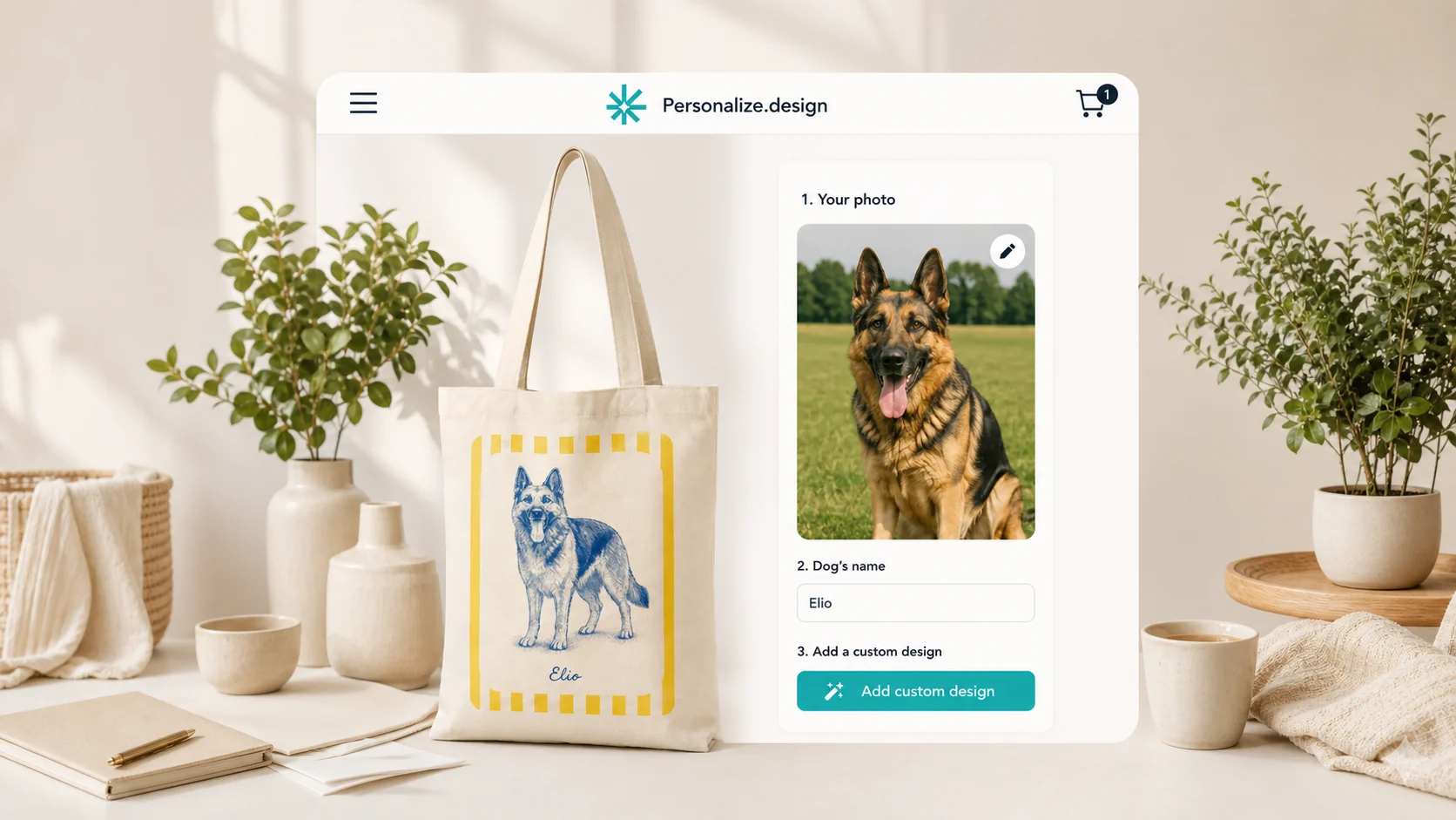 Hand-drawn Shopify personalization workflow from shopper input to product preview and print-ready artwork