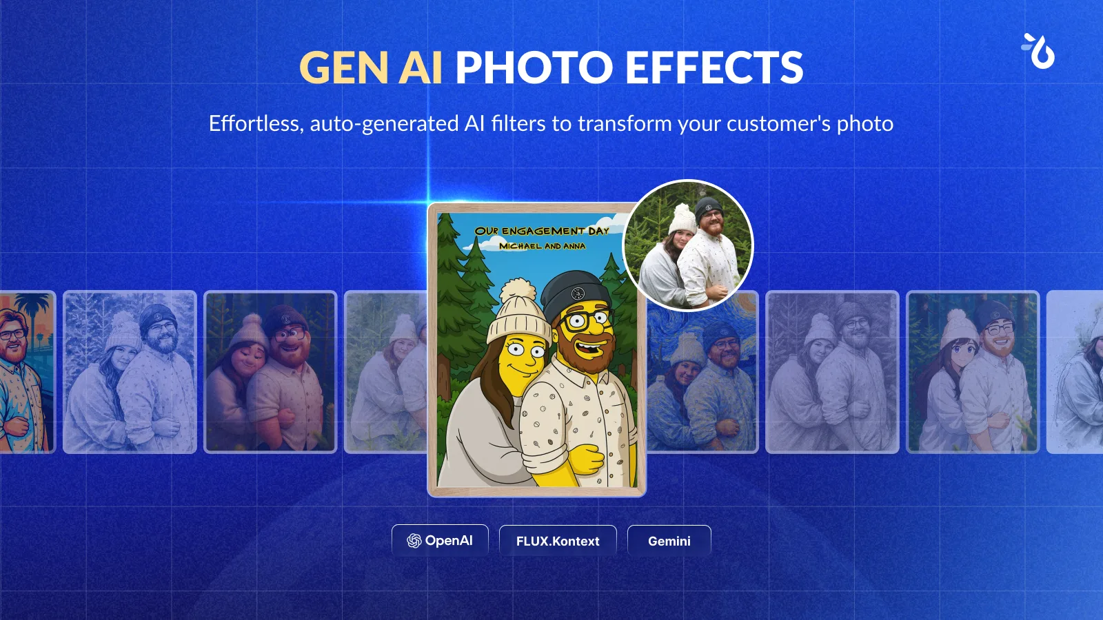 Teeinblue public Shopify App Store capture showing generative AI photo effects